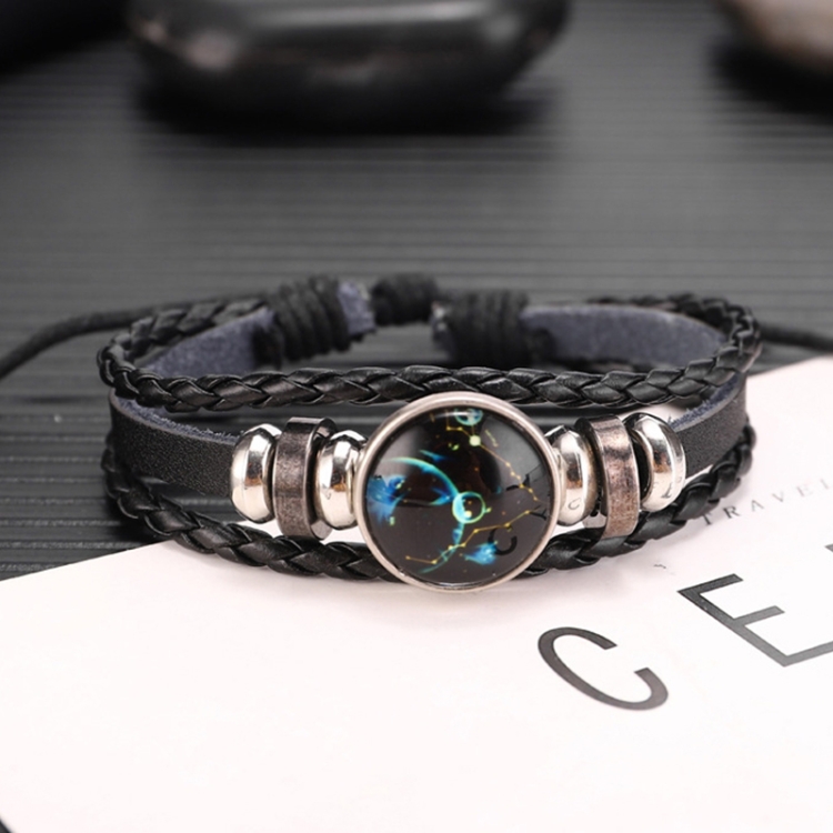 Twelve Constellations Multilayer Beaded Cowhide Bracelet, Style: Pisces Luminous