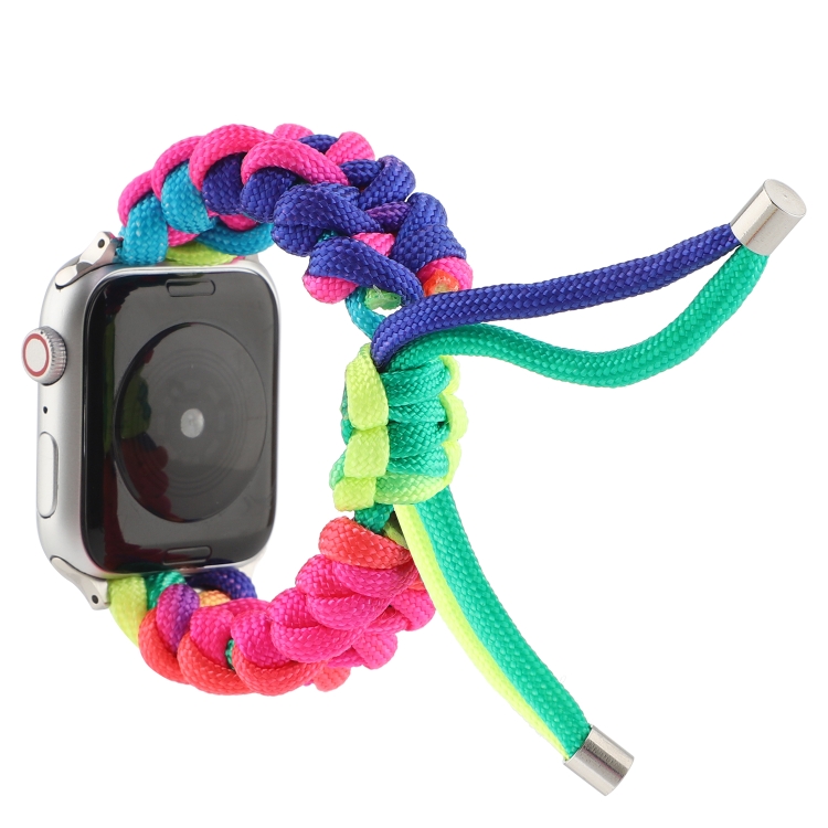 Umbrella Cord Rainbow Watch Band For Apple Watch Ultra 49mm&Watch Ultra 2 49mm / Series 9&8&7 45mm / SE 3&SE 2&6&SE&5&4 44mm / 3&2&1 42mm(B)