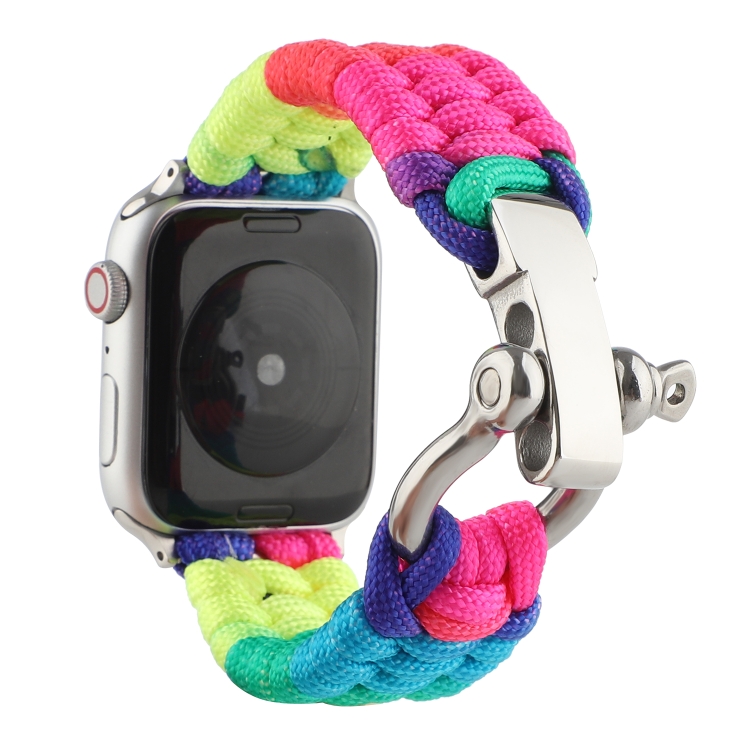 Umbrella Cord Rainbow Watch Band For Apple Watch Ultra 49mm&Watch Ultra 2 49mm / Series 9&8&7 45mm / SE 3&SE 2&6&SE&5&4 44mm / 3&2&1 42mm(D)