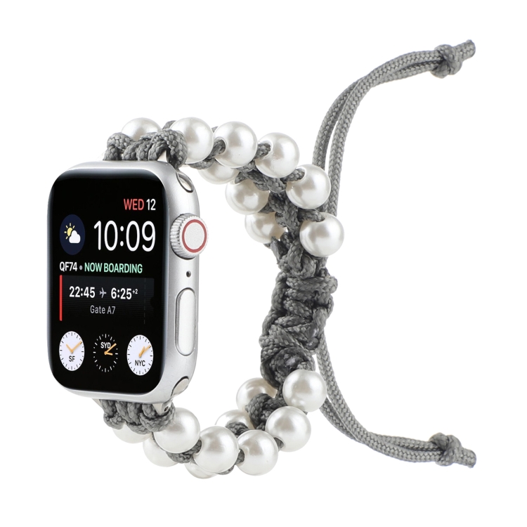 Umbrella Rope Bead Nylon Watch Band For Apple Watch Series 9&8&7 41mm / SE 3&SE 2&6&SE&5&4 40mm / 3&2&1 38mm(Gray)