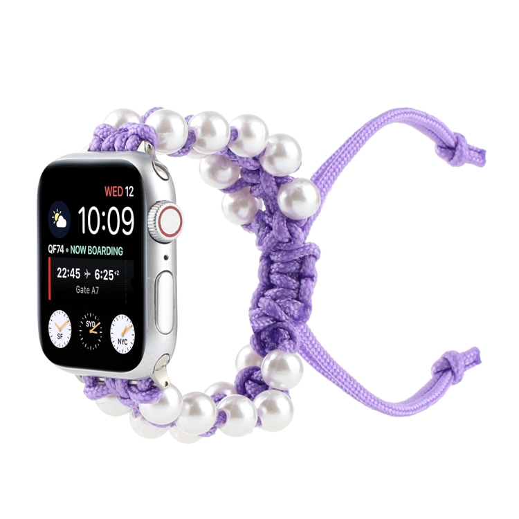 Umbrella Rope Bead Nylon Watch Band For Apple Watch Series 9&8&7 41mm / SE 3&SE 2&6&SE&5&4 40mm / 3&2&1 38mm(Purple)