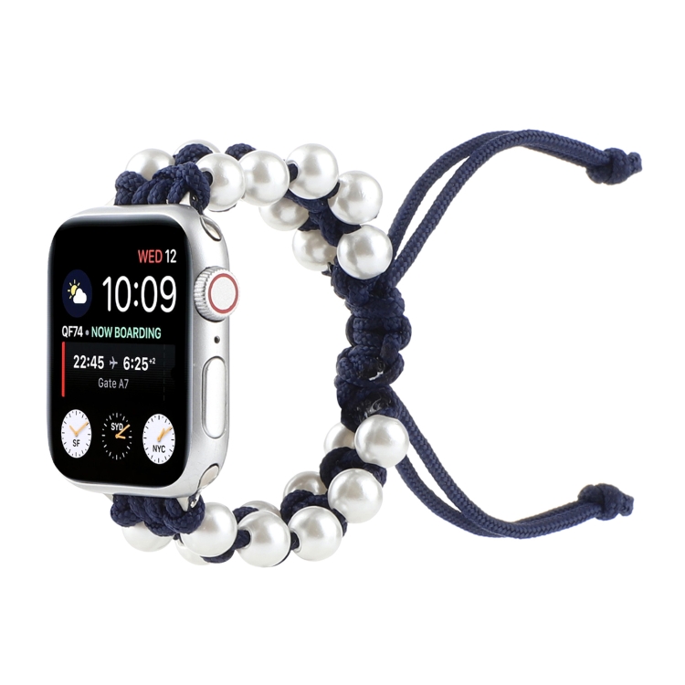 Umbrella Rope Bead Nylon Watch Band For Apple Watch Ultra 49mm&Watch Ultra 2 49mm / Series 9&8&7 45mm / SE 3&SE 2&6&SE&5&4 44mm / 3&2&1 42mm(Blue)