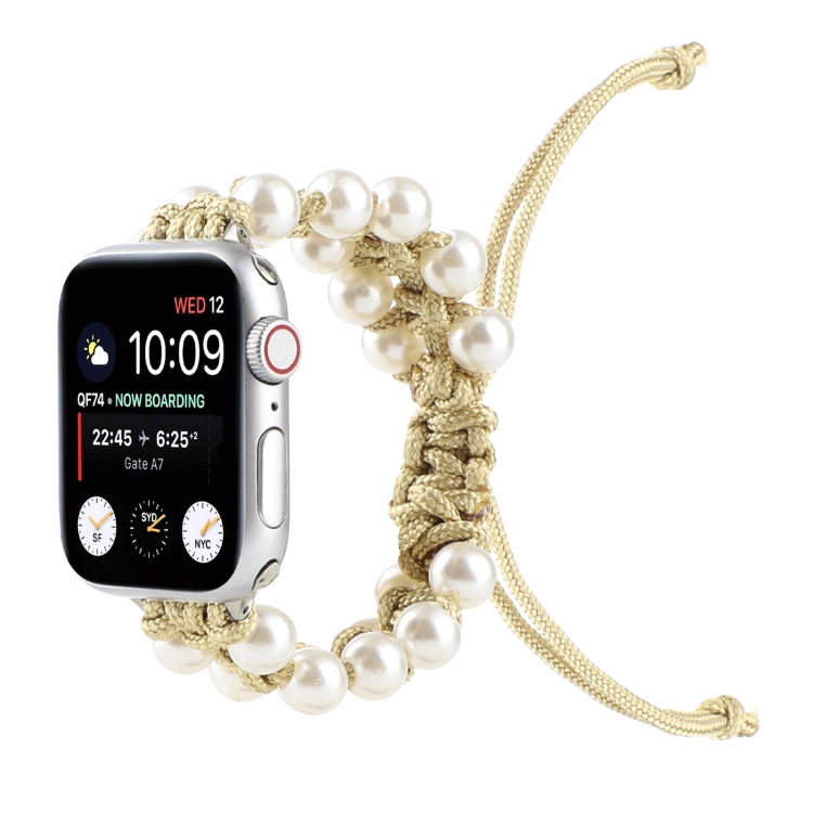 Umbrella Rope Bead Nylon Watch Band For Apple Watch Ultra 49mm&Watch Ultra 2 49mm / Series 9&8&7 45mm / SE 3&SE 2&6&SE&5&4 44mm / 3&2&1 42mm(Yellow)
