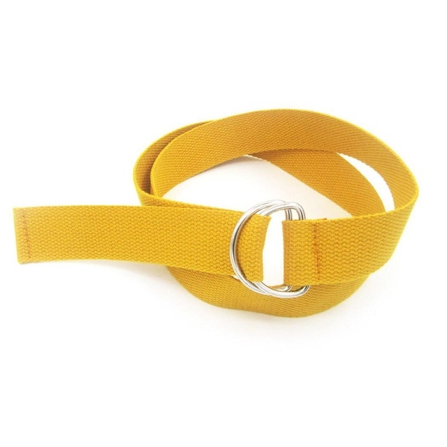Unisex Canvas Waist Belts Double Rings Buckle Waistband Strap Belts Solid Casual Belt, Length:105 x 3.2cm(Yellow)