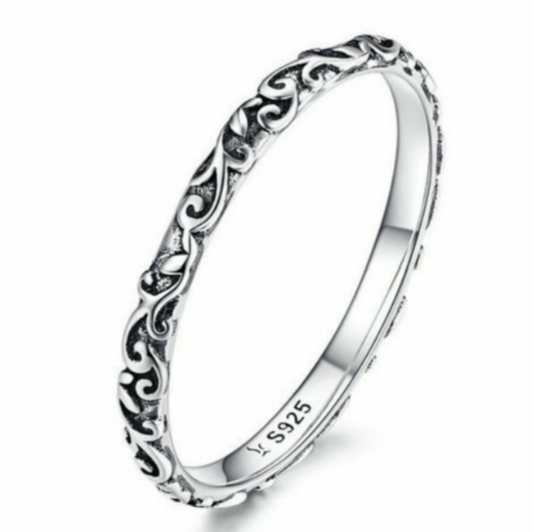 Vintage Pattern Sterling Silver Ring S925 Fashion Pattern Ring, Size:7 US Size