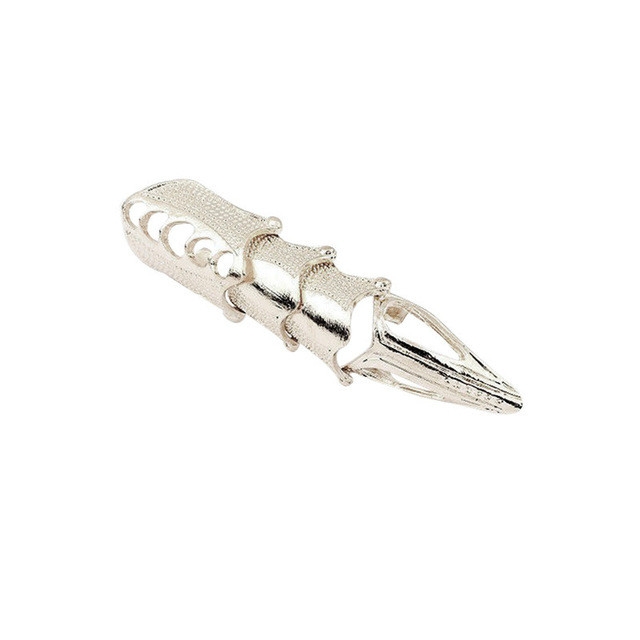 Vintage Punk Silver Cool Pointed Long Joint Ring(Silver)