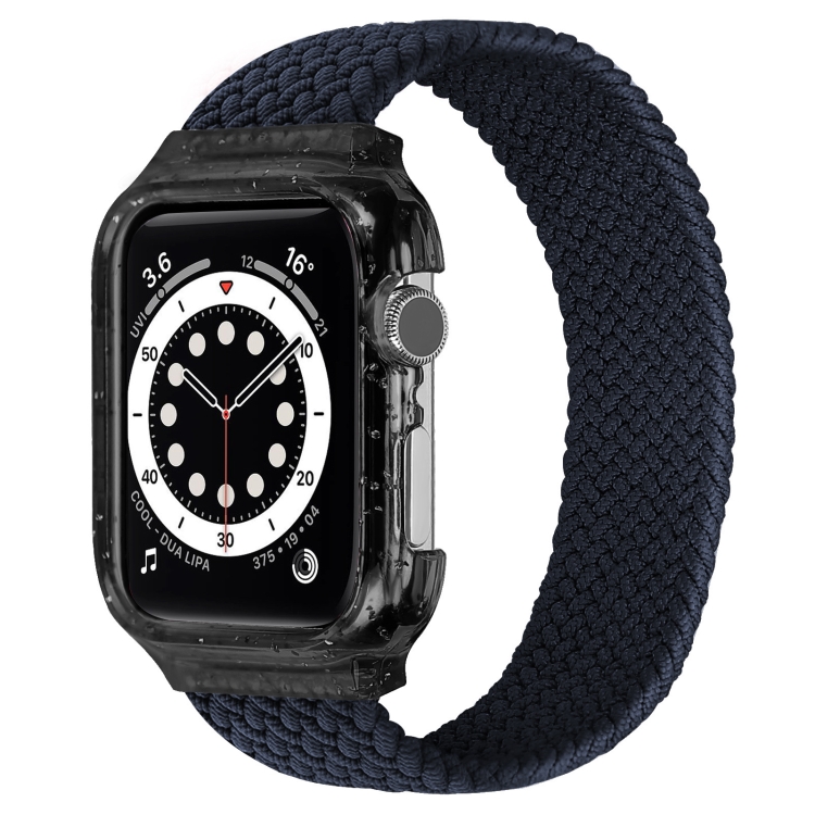 Weave Wrist Strap Watch Bands with Frame For Apple Watch Series 7 45mm / & 6 & SE & 5 & 4 44mm, Length:128mm(Charcoal)