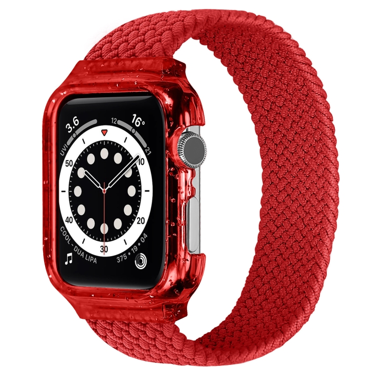 Weave Wrist Strap Watch Bands with Frame For Apple Watch Series 7 45mm / & 6 & SE & 5 & 4 44mm, Length:150mm(Red)