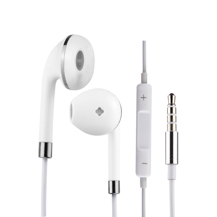 White Wire Body 3.5mm In-Ear Earphone with Line Control & Mic for iPhone, Samsung, HTC, Sony and other Smartphones(Silver)