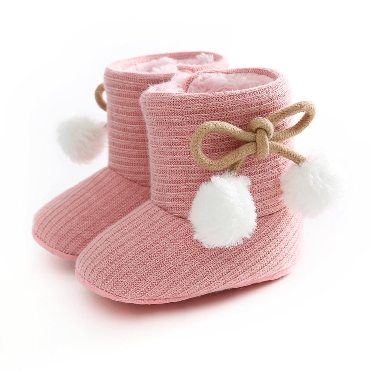 Winter Baby 0-1 Year Old Newborn Soft Bottom Plus Velvet Toddler Shoes, Size:Inner Length 11cm(Pink)