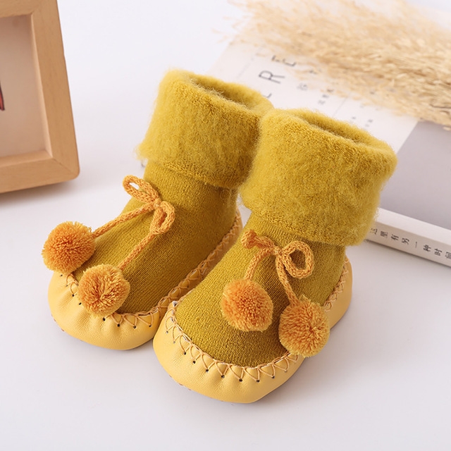 Winter Baby Warmer Floor Shoes Anti-Slip Baby Step Shoes, Size:13cm(Yellow)