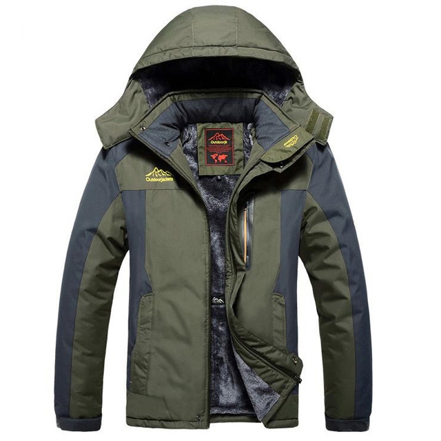 Winter Fleece Military Jackets Men Windproof Waterproof Outwear Parka Windbreaker Warm Coat, Size:XXL(Army Green)