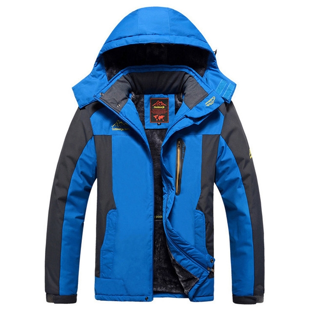 Winter Fleece Military Jackets Men Windproof Waterproof Outwear Parka Windbreaker Warm Coat, Size:XXXXXL(Blue)
