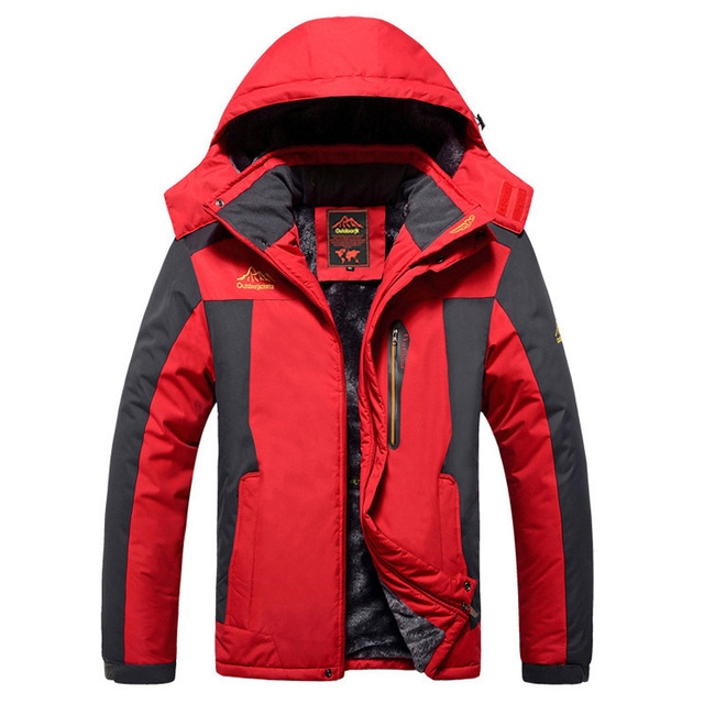 Winter Fleece Military Jackets Men Windproof Waterproof Outwear Parka Windbreaker Warm Coat, Size:XXXXXXXL(Red)