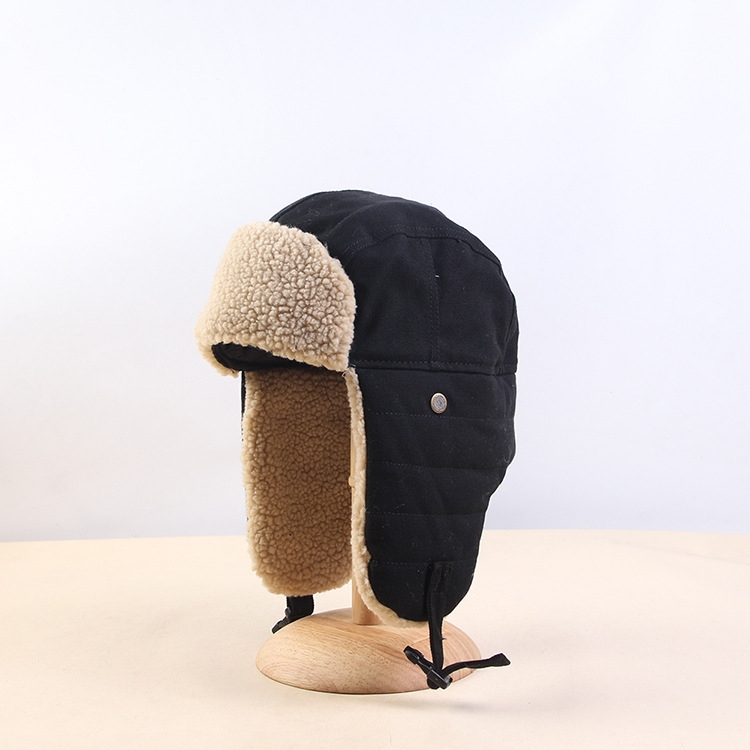 Winter Flying Cap Plus Velvet Thick Warm Windproof Cycling Ski Ear Protection Cap, Size: M (56-58cm)(Black)