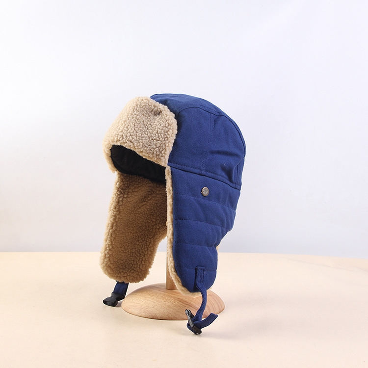 Winter Flying Cap Plus Velvet Thick Warm Windproof Cycling Ski Ear Protection Cap, Size: M (56-58cm)(Blue)