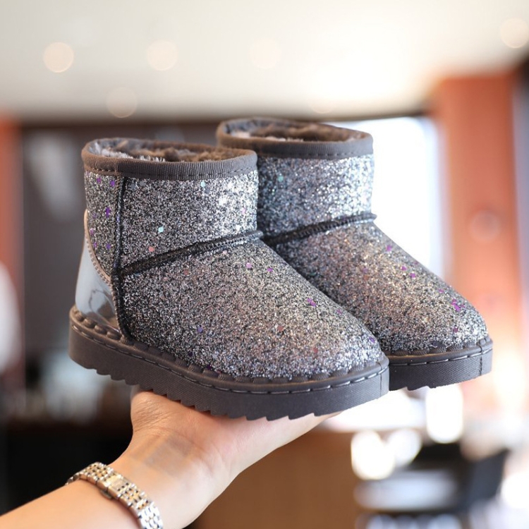 Winter Sequins Padded Warm Snow Boots For Children, Size: 35 Yards 20.7cm(Silver)