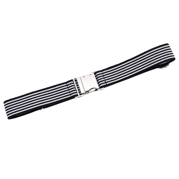 Women And Men Striped Waist Belt Alloy Buckle Adjustable Stretch Woven Elastic Belt(Black White)