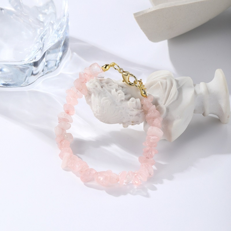Women Boho Natural Gravel Beaded Bracelet Anklet(S2211-14 Tender Pink)