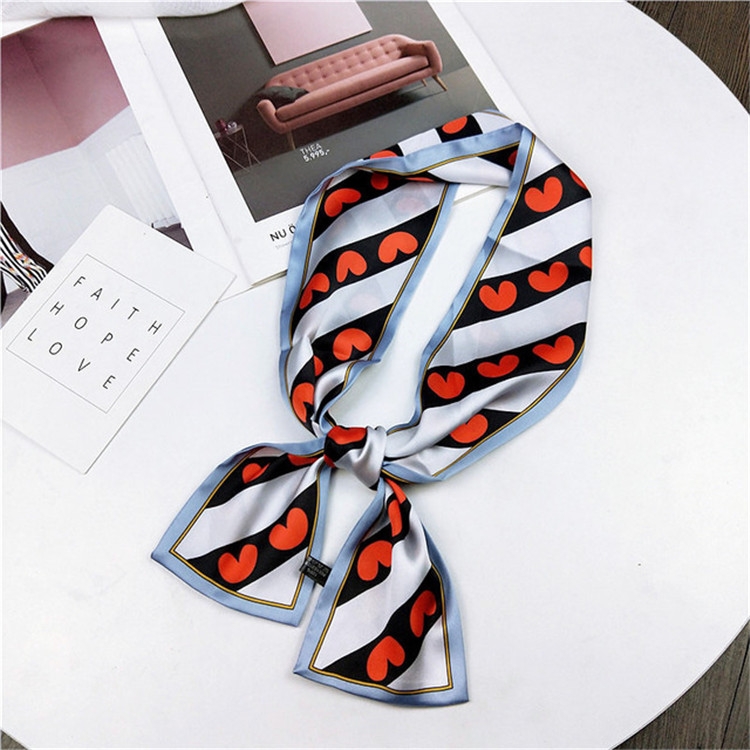 Women Double-sided Flat-length Scarf, Size: 98 x 9cm(Stripe Blue)