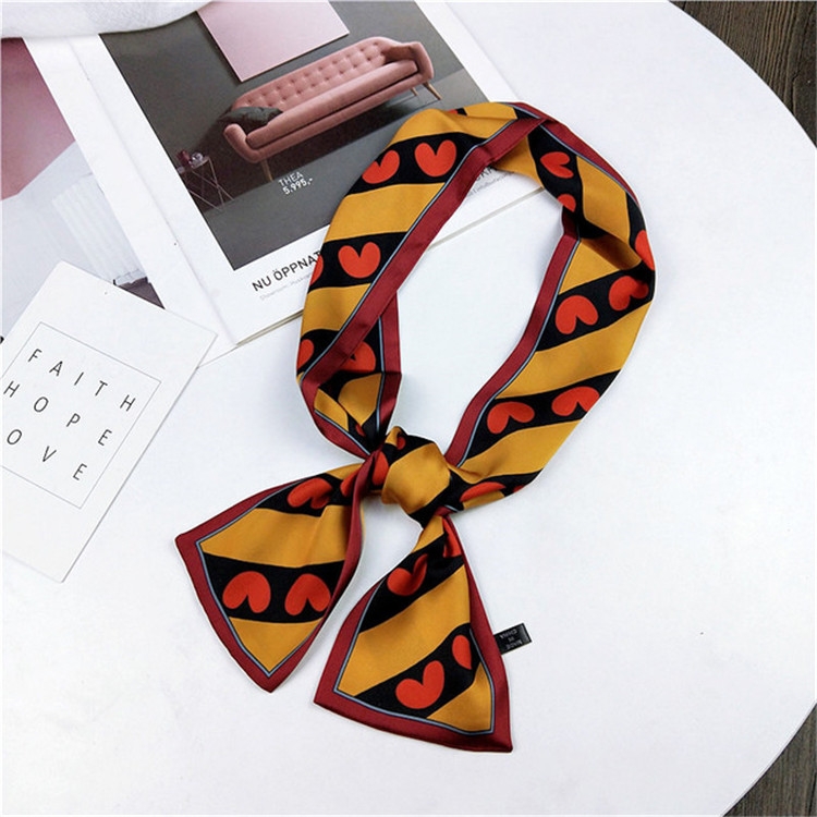 Women Double-sided Flat-length Scarf, Size: 98 x 9cm(Stripe Orange)