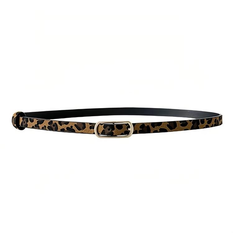 Women Dress-Embellished Denim PU Thin Belt, Color: Leopard Print(105cm)