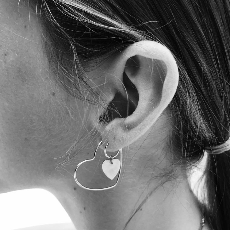 Women Fashion Simple Metal Love Heart Hoop Earrings Set