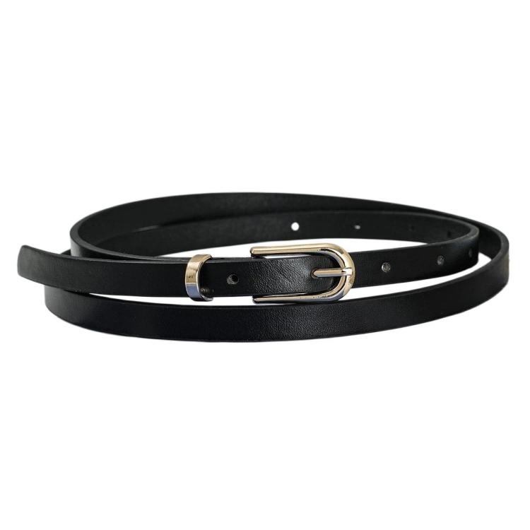 Women Jeans PU Leather Belt Dress Decoration(Black)