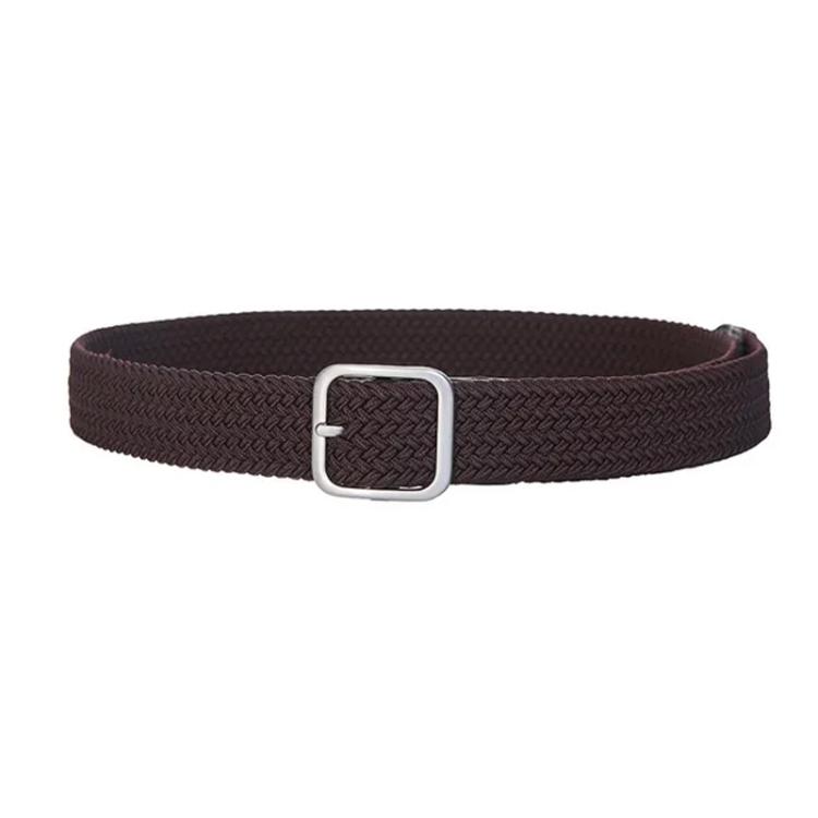 Woven Canvas No Perforation Square Buckle Belt, Length: 105cm(Brown)