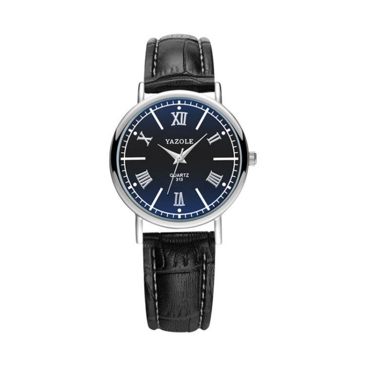 YAZOLE 313 Roman Numeral Dial Ladies Business Quartz Watch(Black Tray Black Belt)