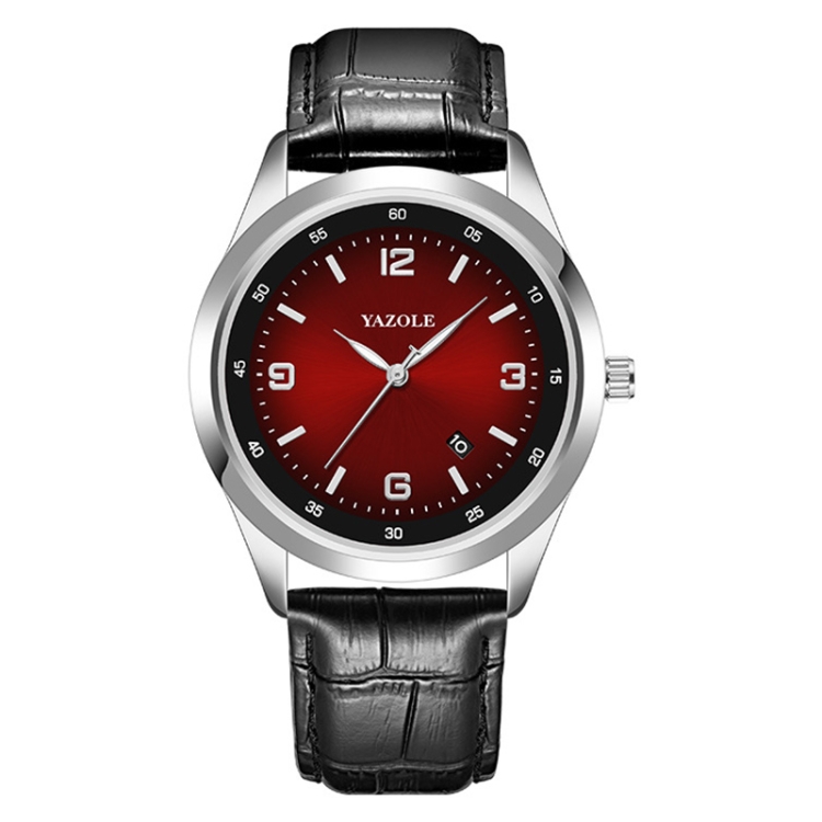 YAZOLE 552 Luminous Pointer Calendar Waterproof Quartz Watch(Number+Red+Black)