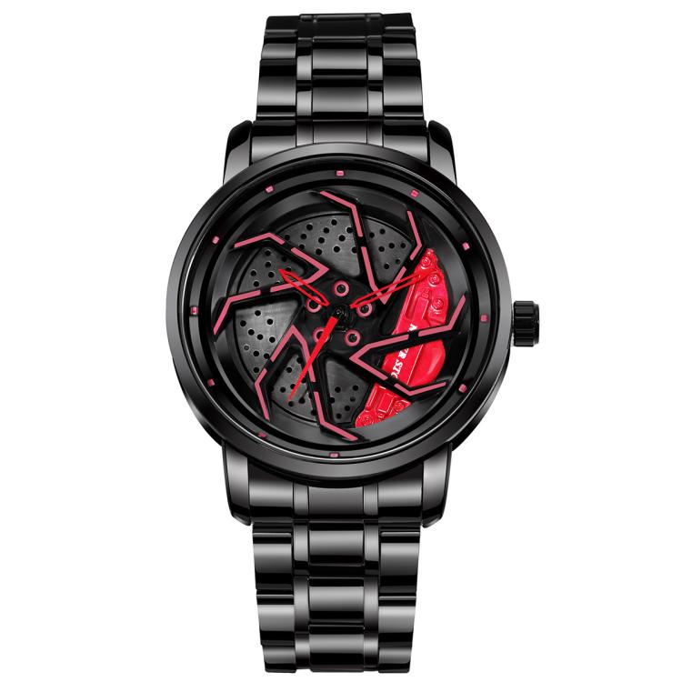 YAZOLE N942 Personalized Men Watch Rotating Skeleton Watch(Red)