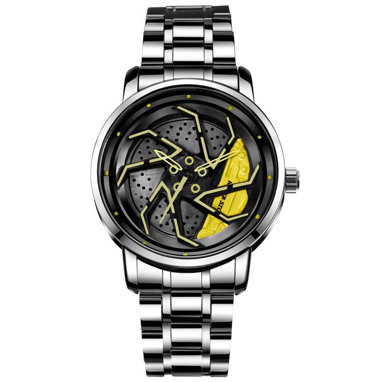 YAZOLE N942 Personalized Men Watch Rotating Skeleton Watch(Yellow)