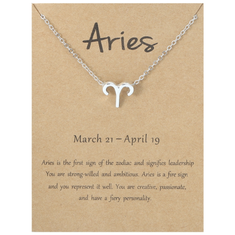 Zodiac Signs Necklace Electroplate Alloy Short Chain Jewelry, Style: Aries Silver
