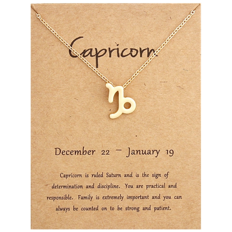 Zodiac Signs Necklace Electroplate Alloy Short Chain Jewelry, Style: Capricorn Golden