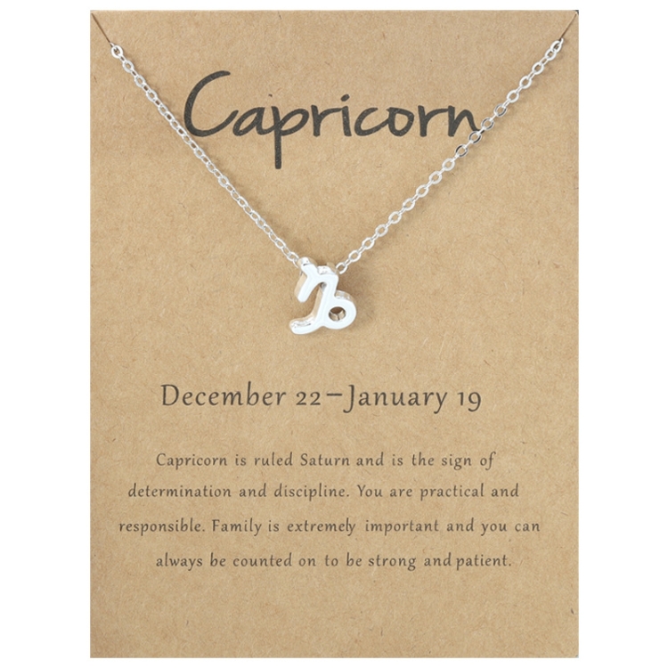 Zodiac Signs Necklace Electroplate Alloy Short Chain Jewelry, Style: Capricorn Silver