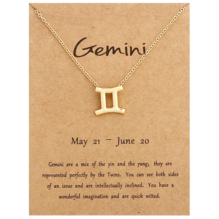 Zodiac Signs Necklace Electroplate Alloy Short Chain Jewelry, Style: Gemini Golden