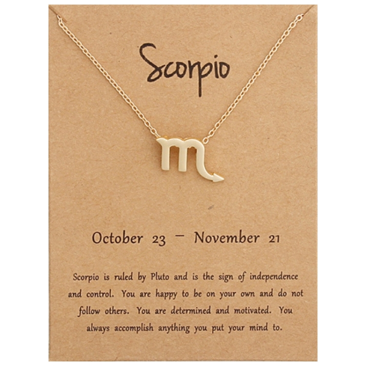 Zodiac Signs Necklace Electroplate Alloy Short Chain Jewelry, Style: Scorpio Golden