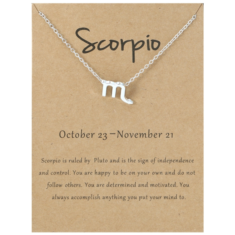Zodiac Signs Necklace Electroplate Alloy Short Chain Jewelry, Style: Scorpio Silver